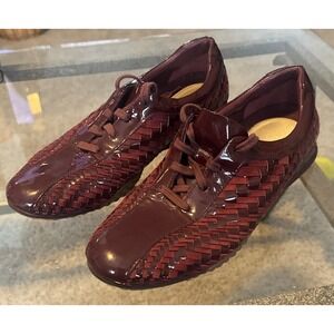 VTG Rare Nike Air D35960 Woven Women's 11 Red Leather Suede Sneakers Made‎ India